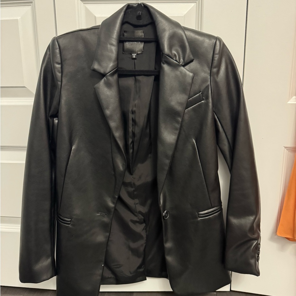 Dynamite Black Faux Leather Jacket for Women